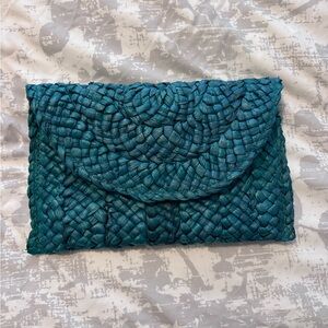 Vibrant Green Straw Clutch